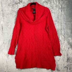 Ali Miles Red Crinkle Gauze Pullover Tunic Blouse Top Medium Lagenlook Arts
